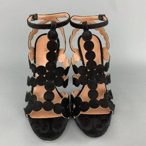 ALAÏA Suede Laser Cut Strappy Sandals